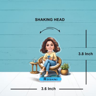 Personalized Bobblehead Caricature Gift for Woman, Boss Lady, Corporate Professional Birthday Gift for Sister Battery Powered Moving Head for Home & Office Tabletop Decor
